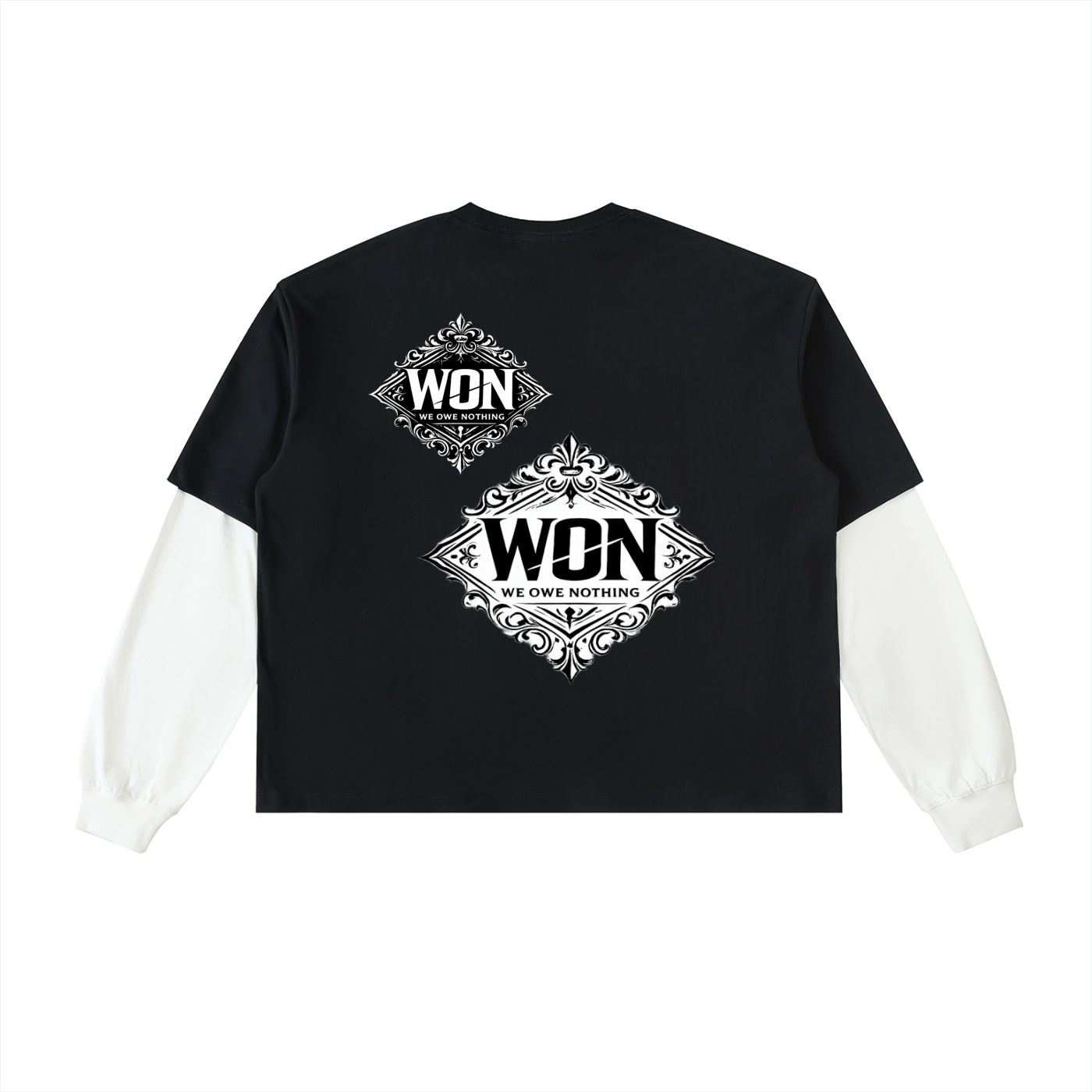 Layered Contrast Sleeve Cotton T-Shirt